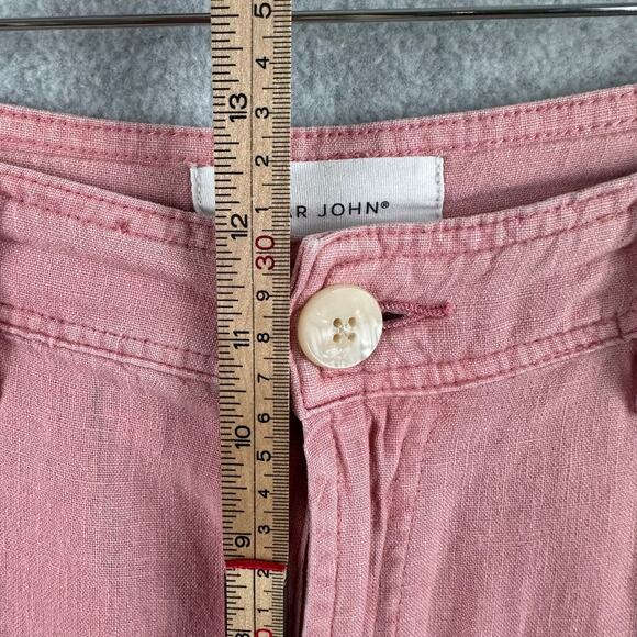 Dear John Audrey Wide Leg Ankle Pant Size 28 Pink Linen Blend Coastal Lagenlook - Picture 9 of 11